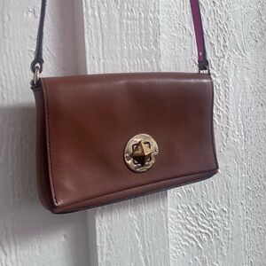 Kate Spade Leather Crossbody - tan with pink and gold details